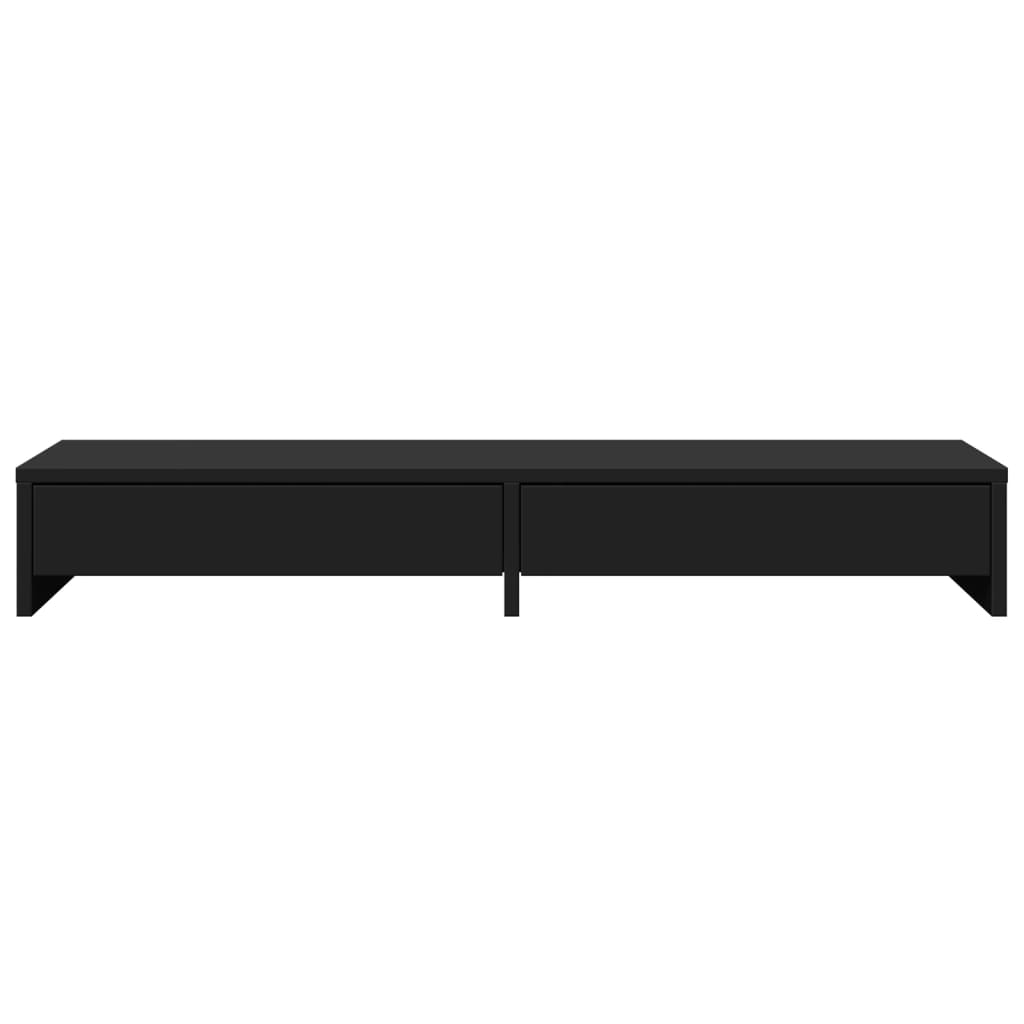 Stalak za monitor s ladicama crni 100 x 27 x 15 cm drveni