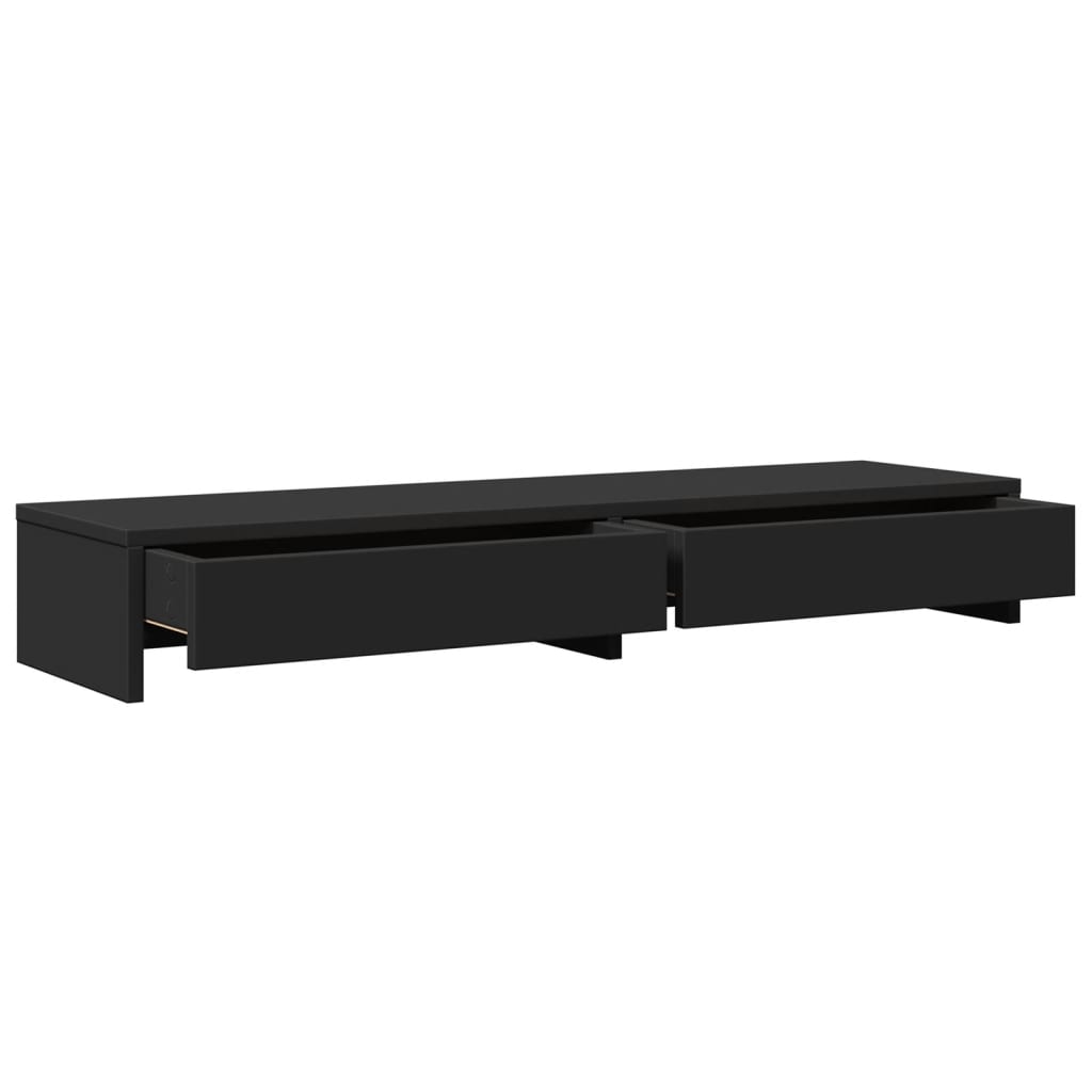 Stalak za monitor s ladicama crni 100 x 27 x 15 cm drveni