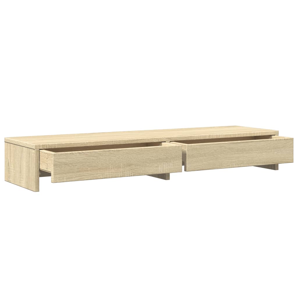 Stalak za monitor s ladicama Sonoma hrast 100x27x15 cm Konstruirano drvo