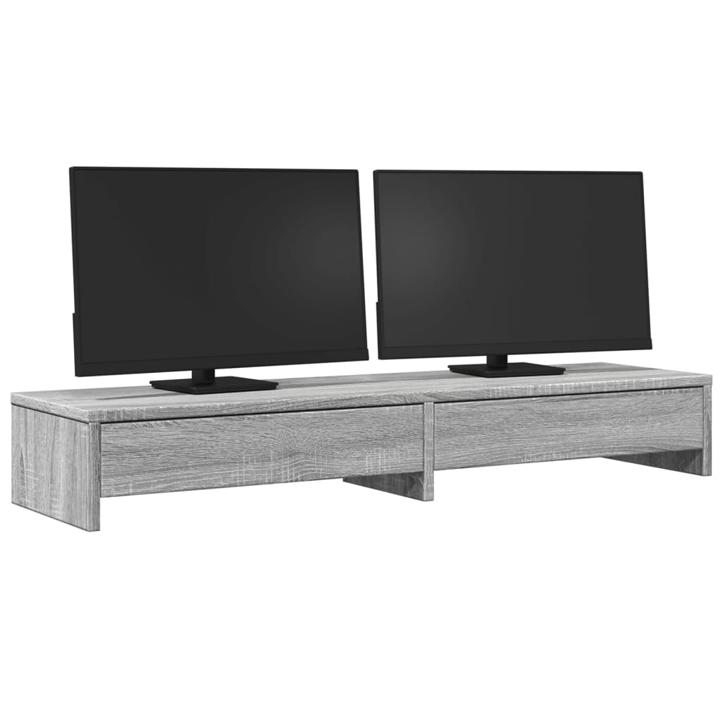 Stalak za monitor s ladicama boja hrasta 100x27x15 cm drveni