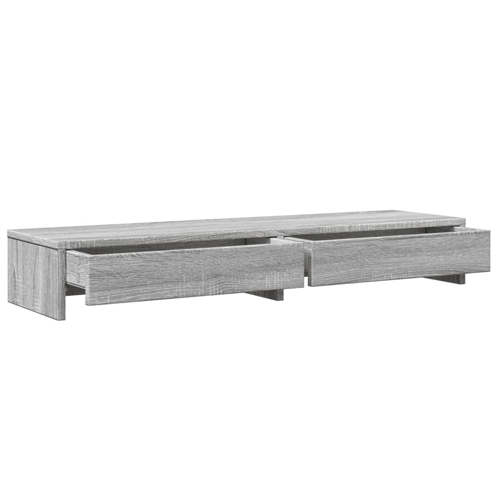 Stalak za monitor s ladicama boja hrasta 100x27x15 cm drveni