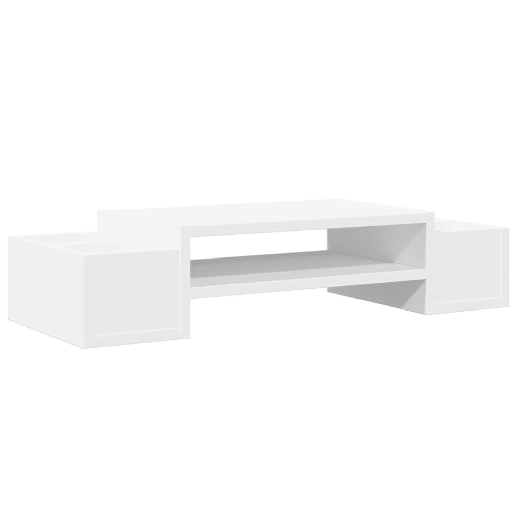 Stalak za monitor s pohranom bijeli 70 x 27 x 15 cm drveni