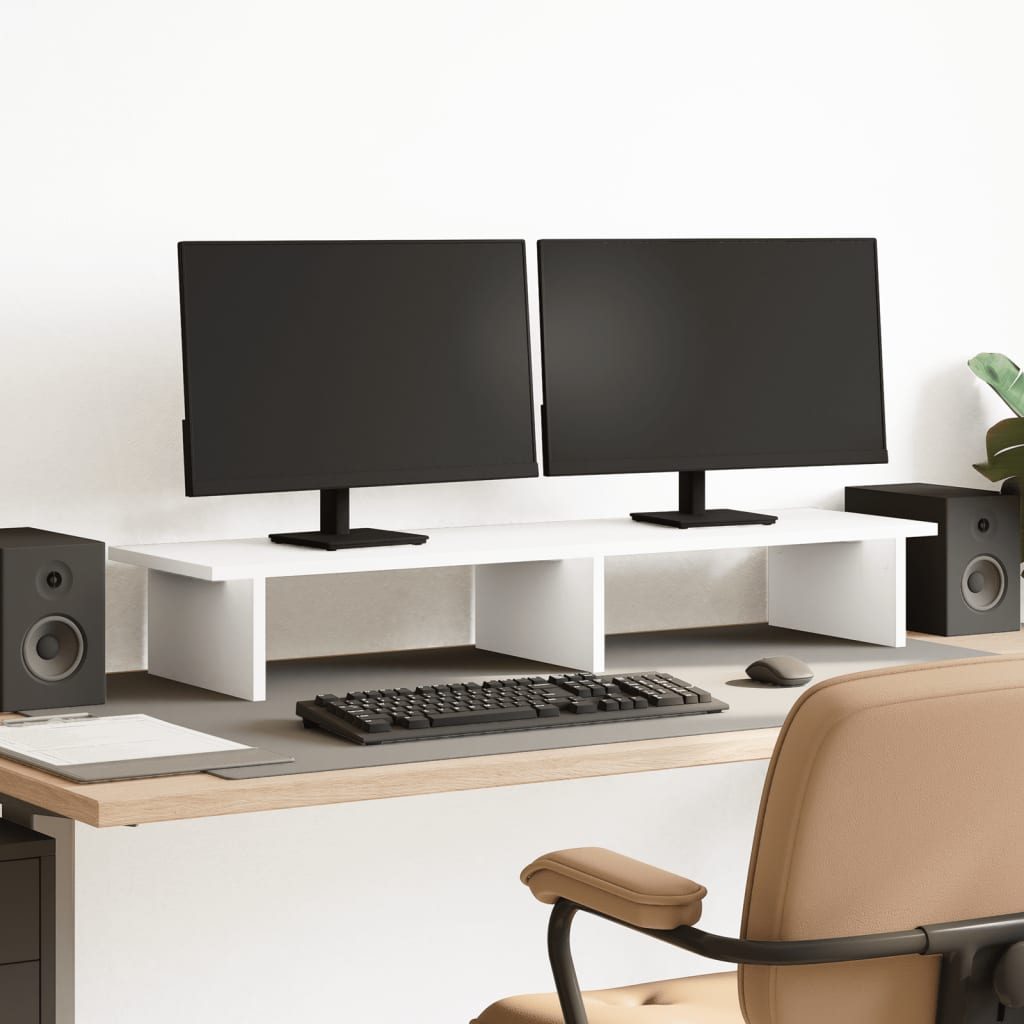 Stalak za monitor bijeli 100 x 27 x 15 cm od konstruiranog drva