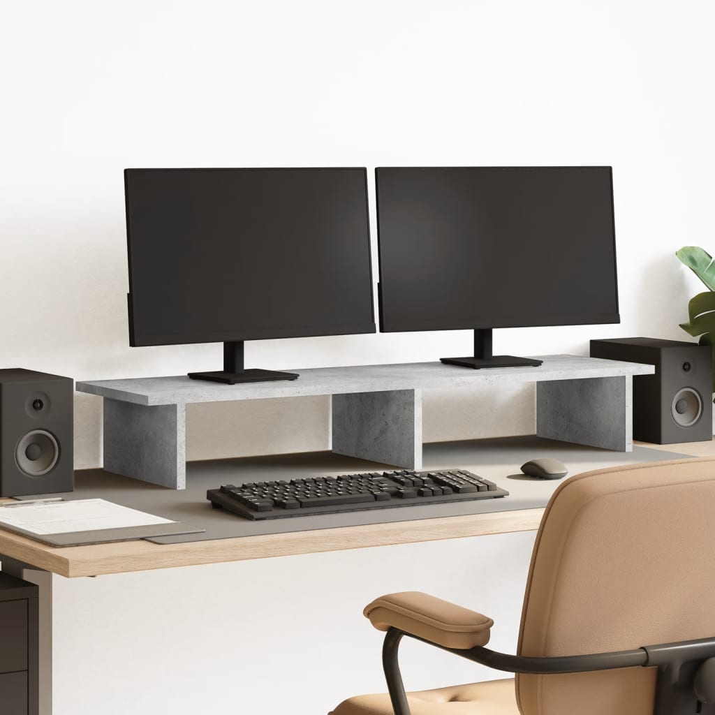 Stalak za monitor boja betona 100x27x15 cm konstruirano drvo
