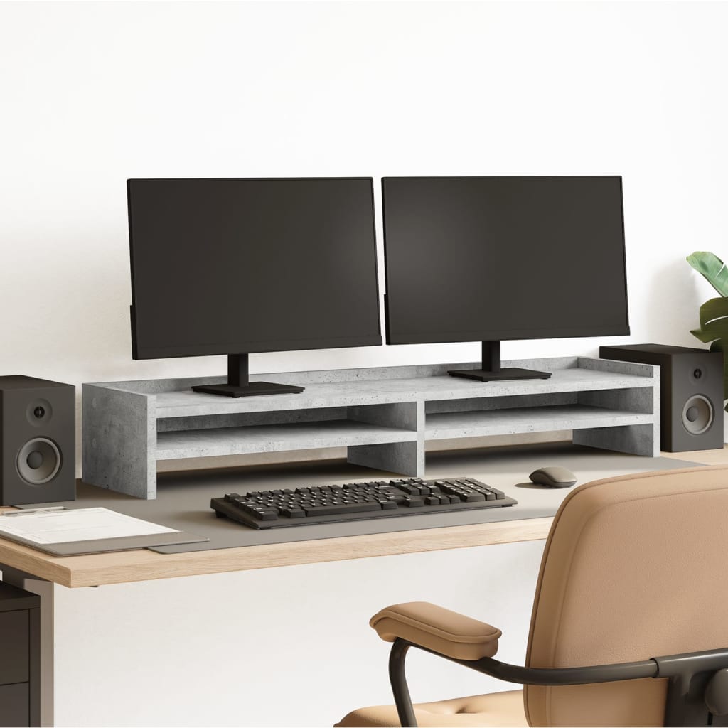 Stalak za monitor boja betona 100x24x16 cm konstruirano drvo