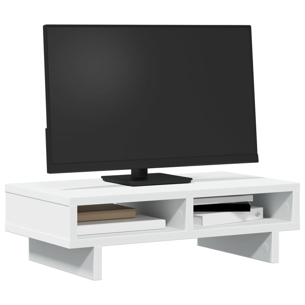 Stalak za monitor bijeli 50 x 27 x 15 cm od konstruiranog drva