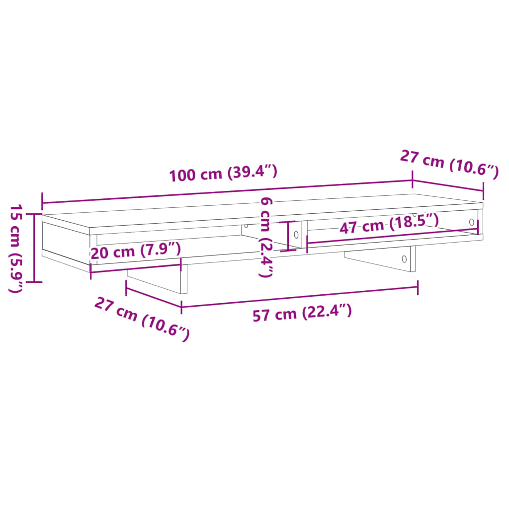 Stalak za monitor bijeli 100 x 27 x 15 cm od konstruiranog drva