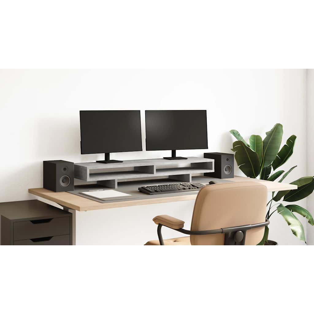 Stalak za monitor boja betona 100x27x15 cm konstruirano drvo