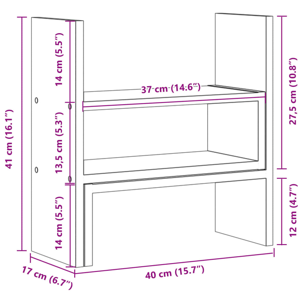 Organizator za stol podesivi boja hrasta 40 x 17 x 41 cm drveni