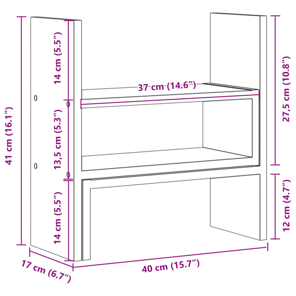 Organizator za stol podesivi boja drva 40 x 17 x 41 cm drveni