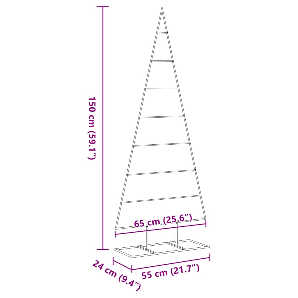 Metalno ukrasno božićno drvce crno 150 cm