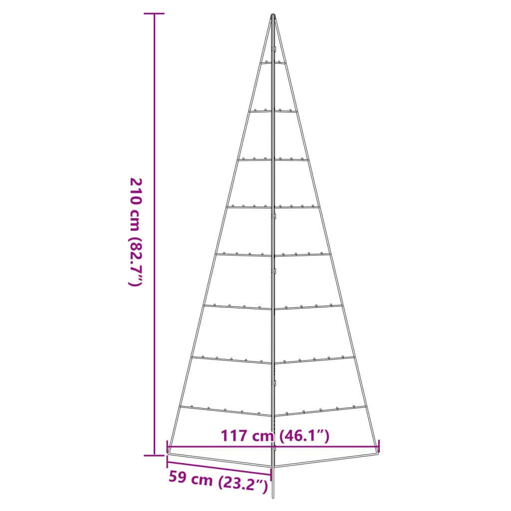Metalno ukrasno božićno drvce crno 210 cm