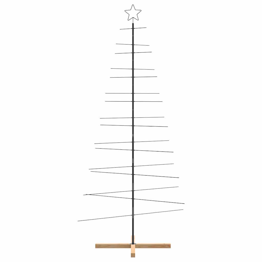 Metalno božićno drvce s drvenom bazom crno 210 cm