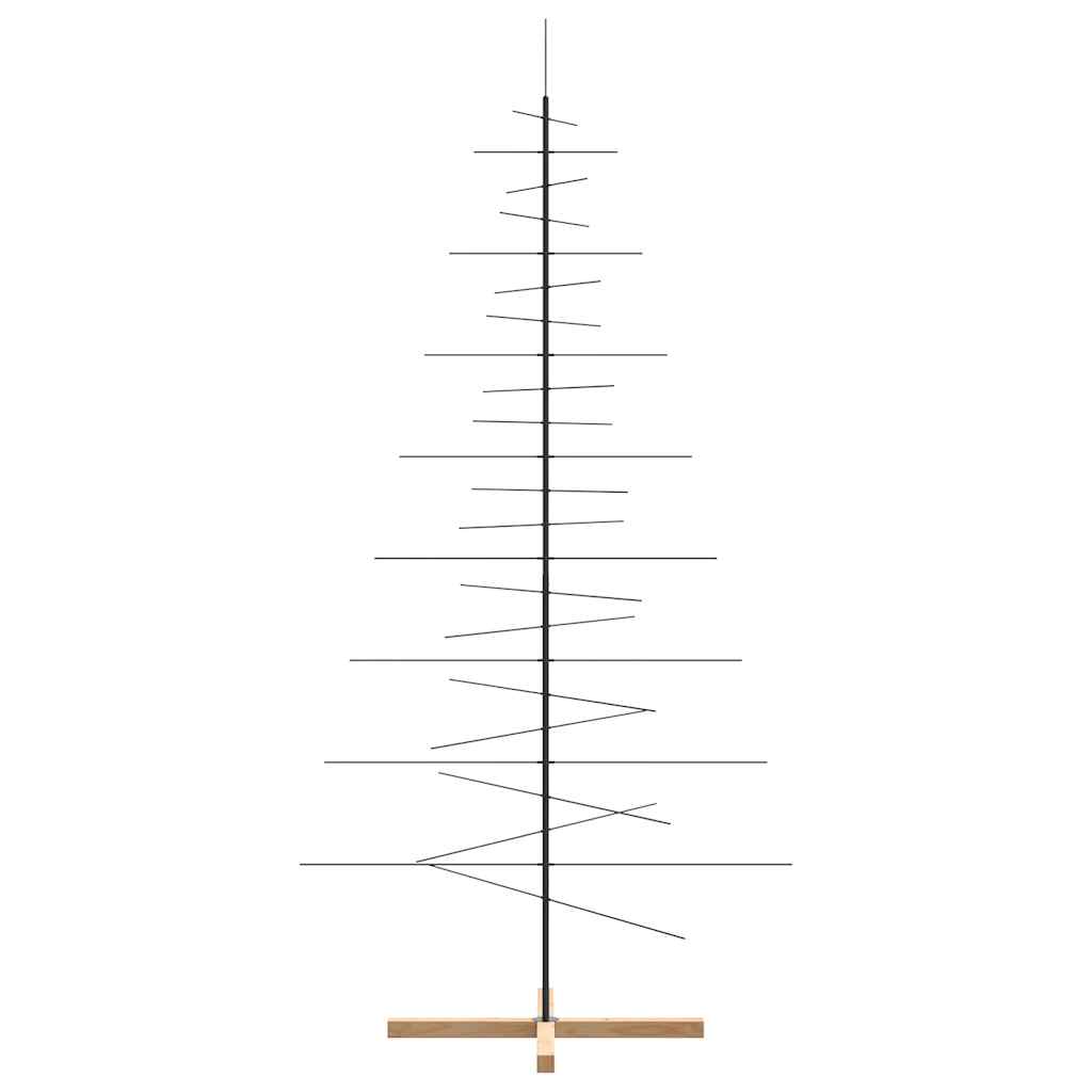 Metalno božićno drvce s drvenom bazom crno 210 cm