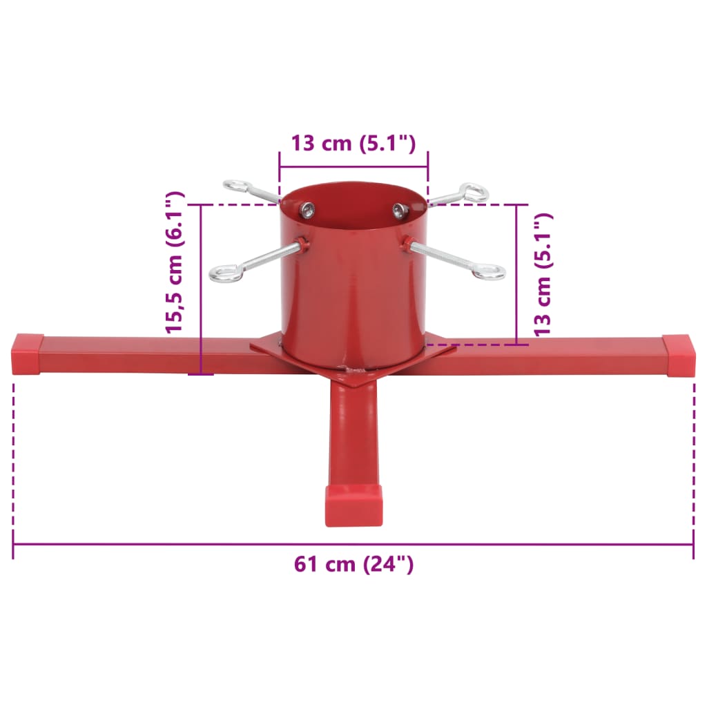 Stalak za božićno drvce crveni 61x61x15,5 cm