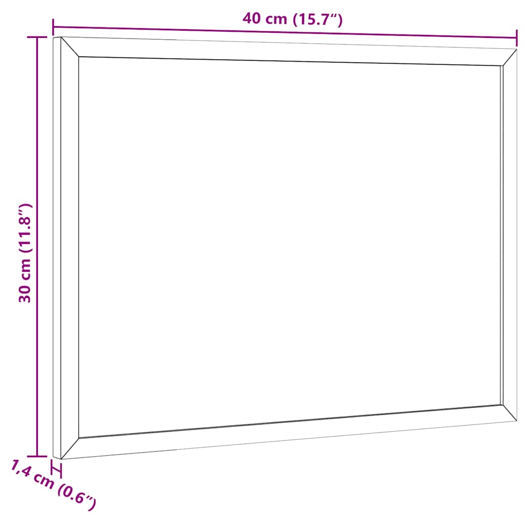 Magnetna bijela ploča s okvirom od punog borovine 40x30 cm