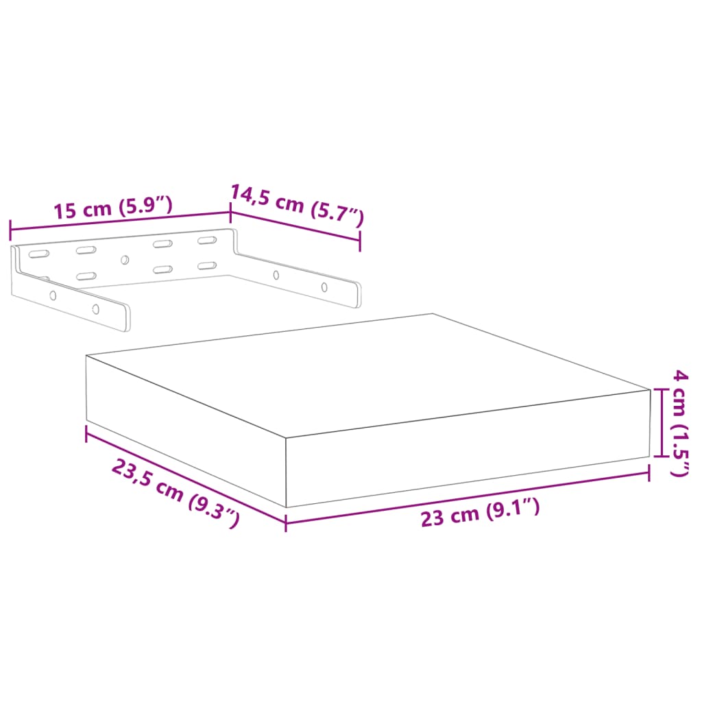 Plutajuće police 4 kom 23 x 23,5 x 4 cm od konstruiranog drva