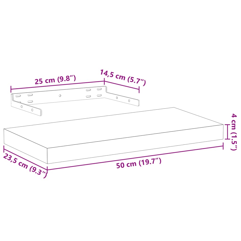 Plutajuće police 4 kom 50x23,5x4 cm od konstruiranog drva