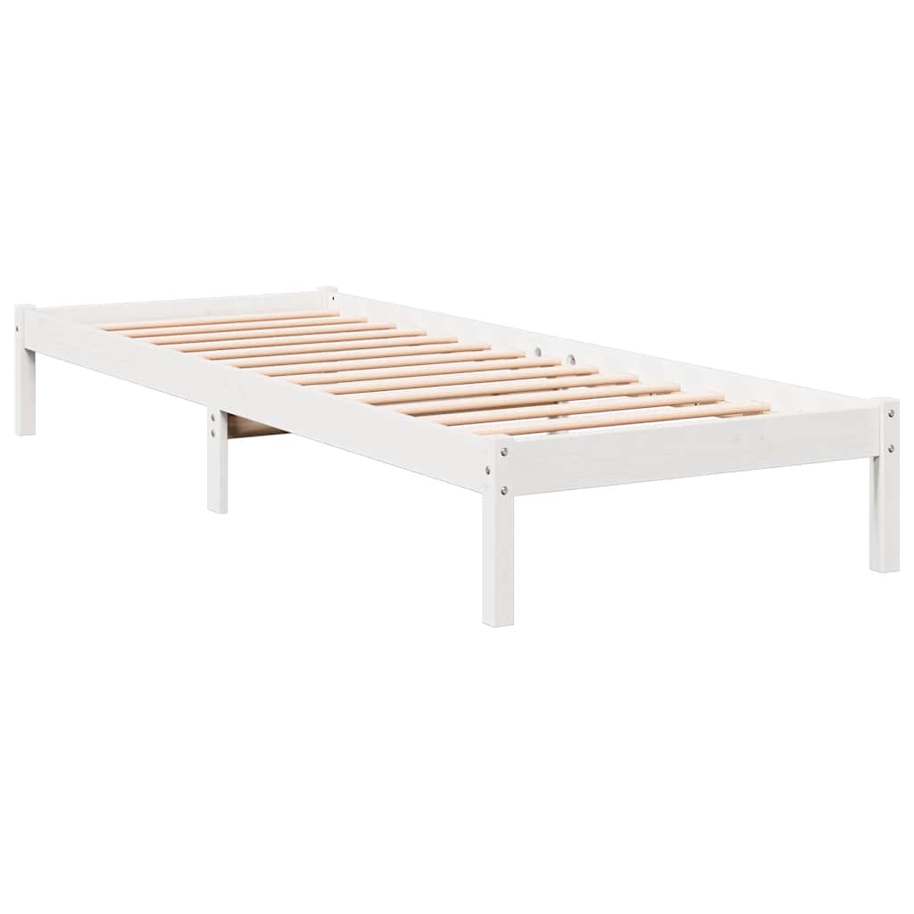 Okvir kreveta bez madraca bijeli 100x210 cm masivna borovina