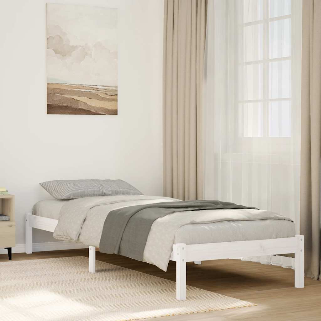 Okvir kreveta bez madraca bijeli 100x210 cm masivna borovina