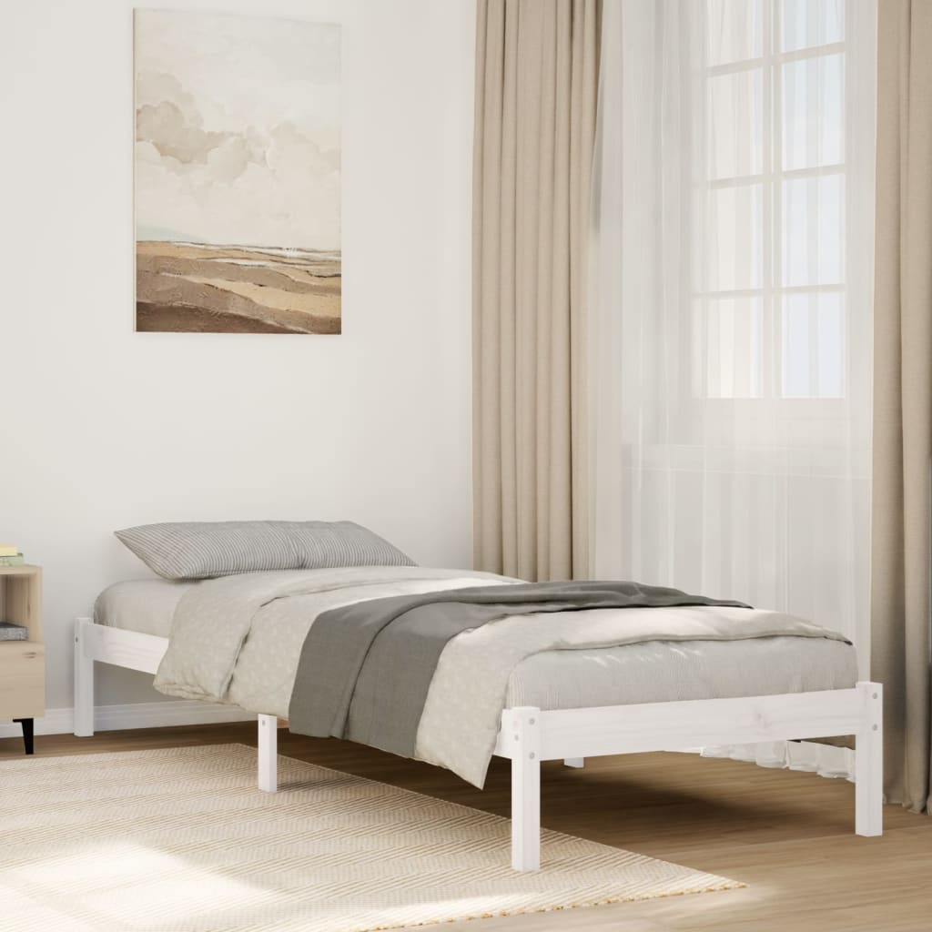 Okvir kreveta bez madraca bijeli 80 x 220 cm masivna borovina