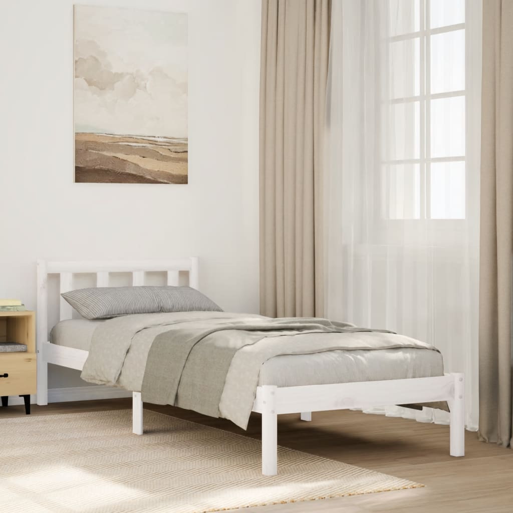 Okvir kreveta bez madraca bijeli 100x210 cm masivna borovina