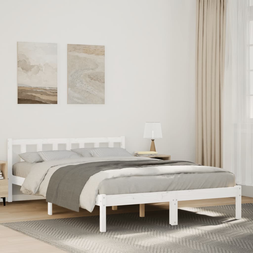 Dugi okvir kreveta bez madraca bijeli 160 x 210 cm od borovine