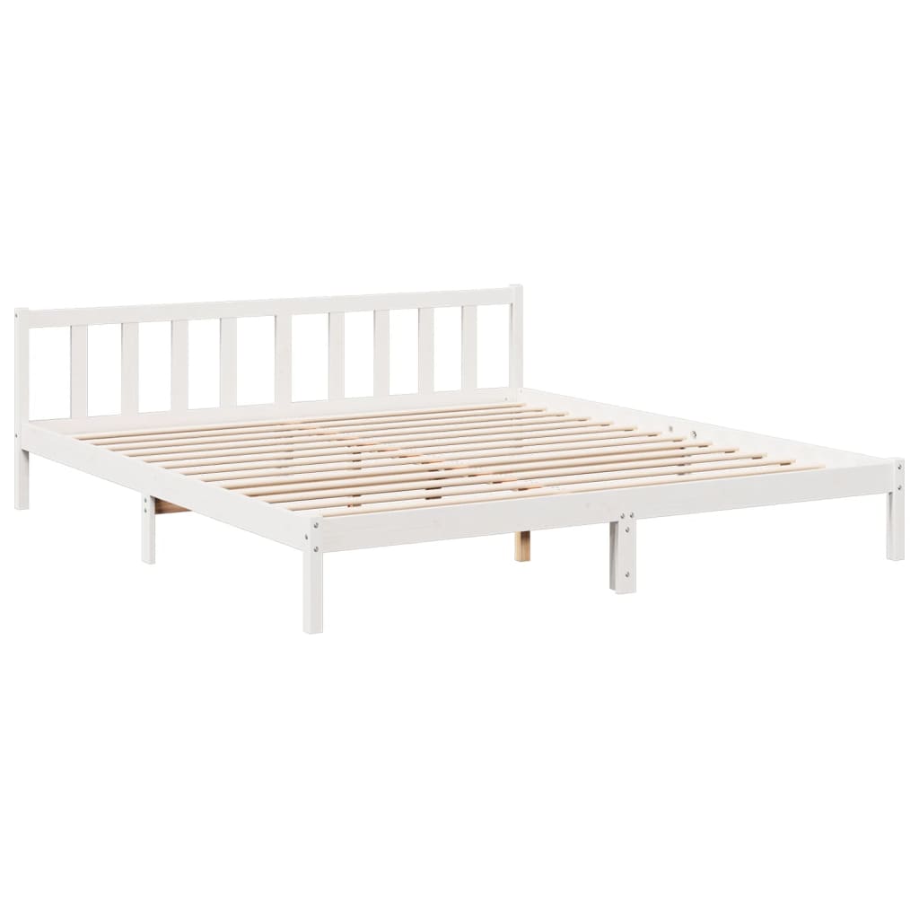 Dugi okvir kreveta bez madraca bijeli 180 x 210 cm od borovine
