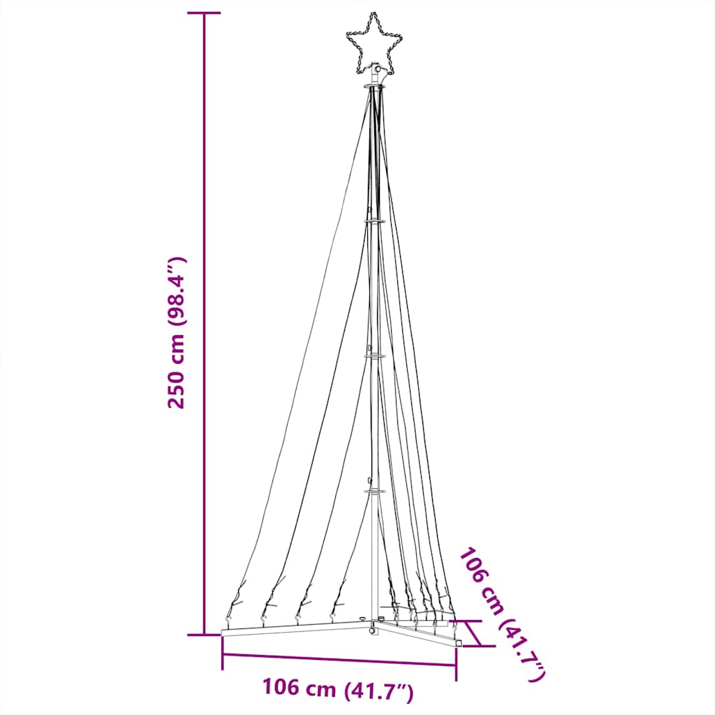 LED božićno drvce 447 LED toplo bijelo 250 cm