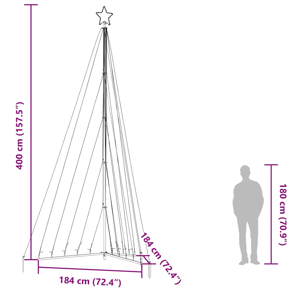 LED božićno drvce 570 LED hladno bijelo 399 cm
