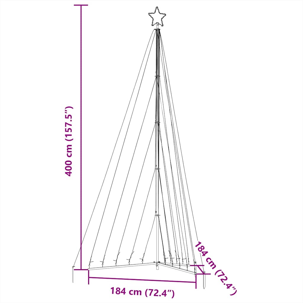 LED božićno drvce 570 LED hladno bijelo 399 cm