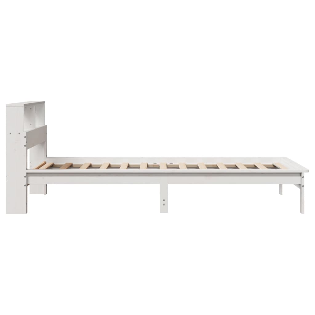 Krevet s regalom z knjige bez madraca bijeli 100x200cm borovina