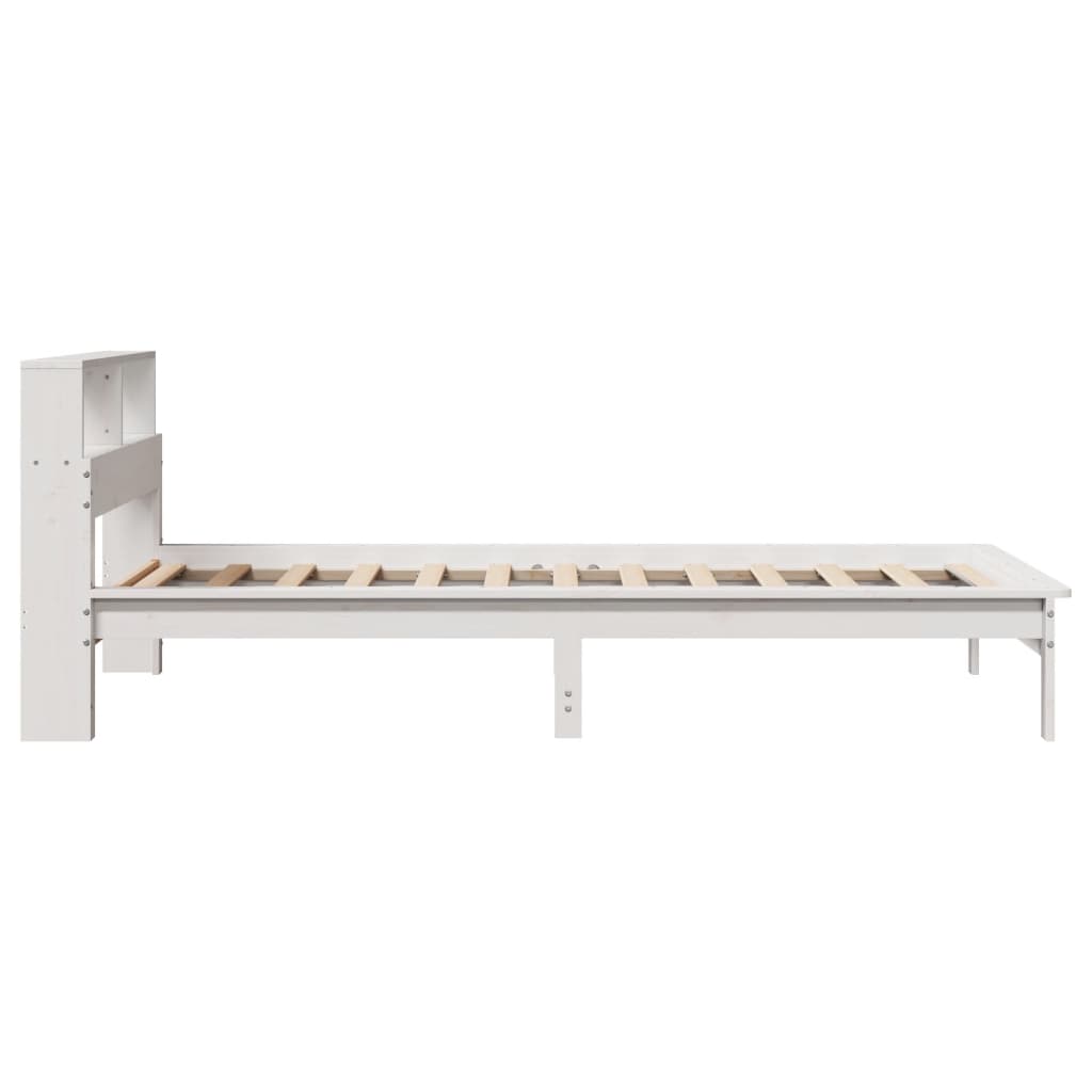 Krevet s regalom za knjige bez madraca bijeli 90x200cm borovina