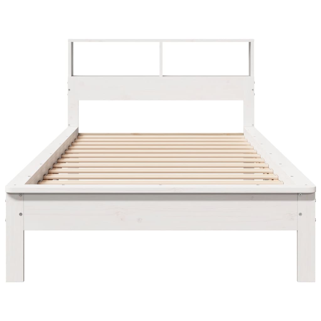 Krevet s regalom za knjige bez madraca bijeli 75x190cm borovina