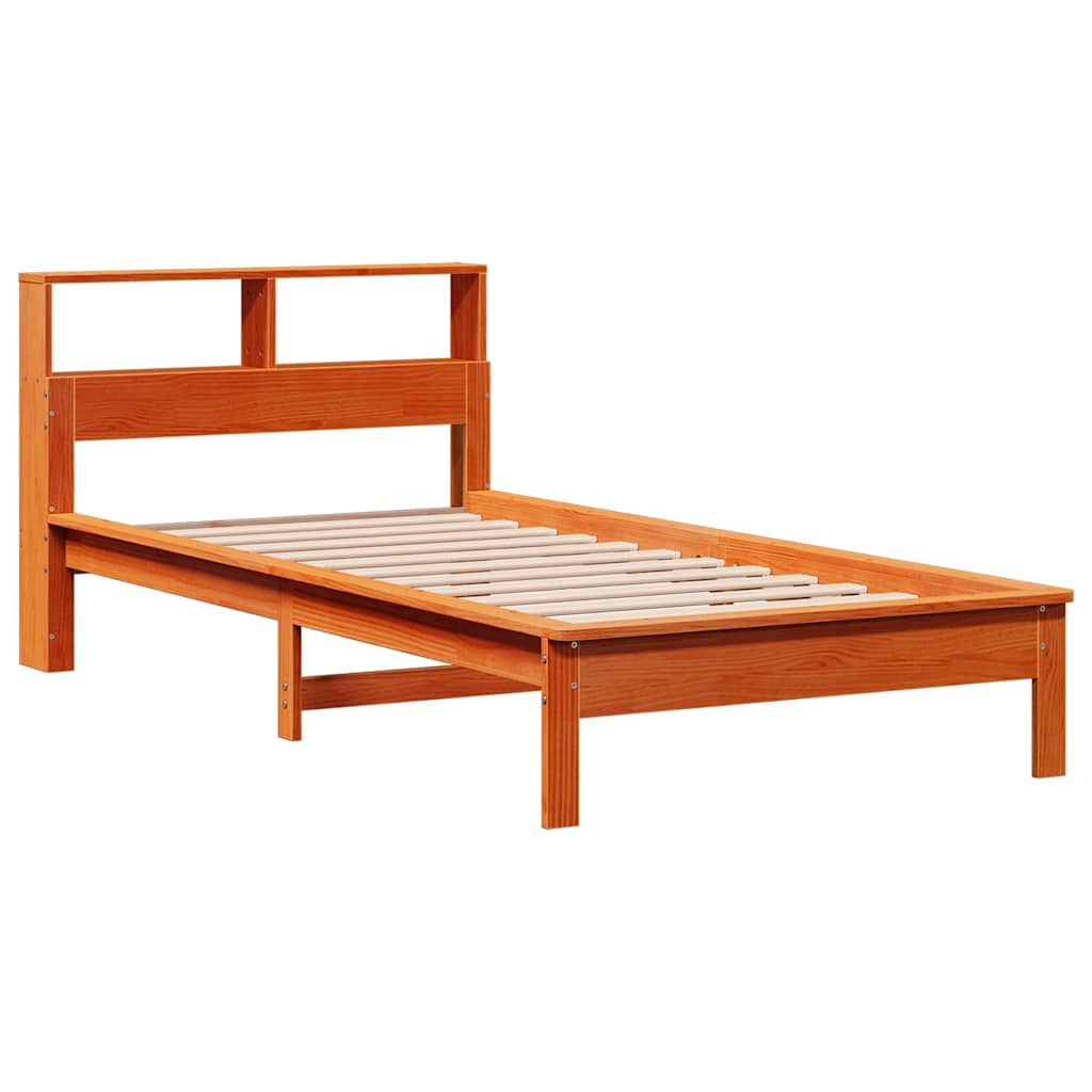 Krevet s regalom za knjige bez madraca 75 x 190 cm od borovine