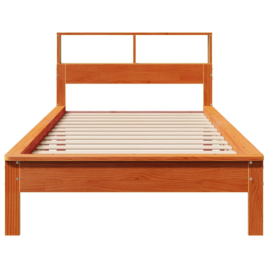 Krevet s regalom za knjige bez madraca 75 x 190 cm od borovine