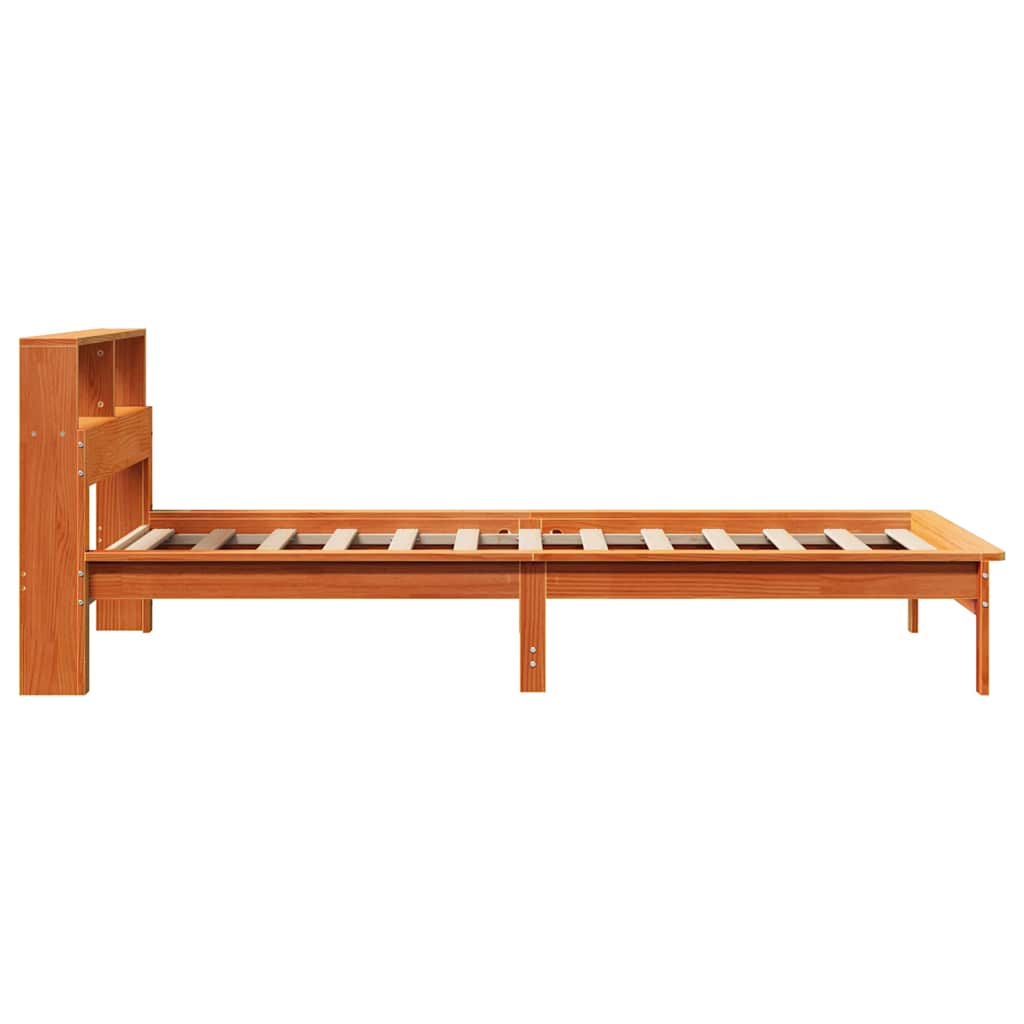 Krevet s regalom za knjige bez madraca 75 x 190 cm od borovine