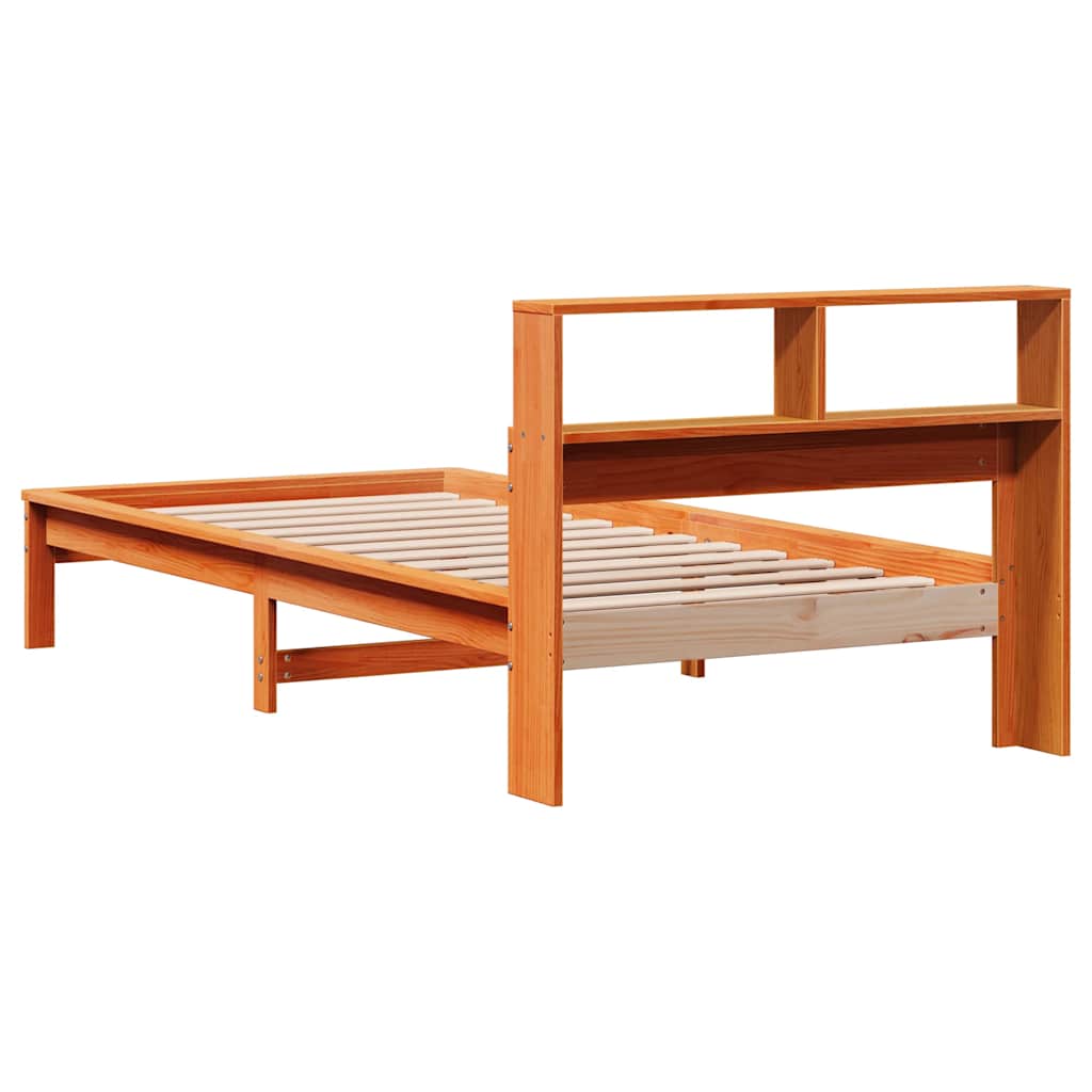 Krevet s regalom za knjige bez madraca 75 x 190 cm od borovine