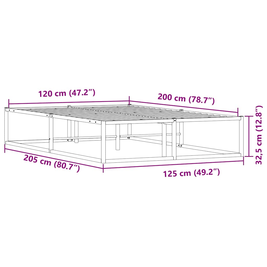 Okvir kreveta bez madraca Bijeli 120x200 cm Metalni