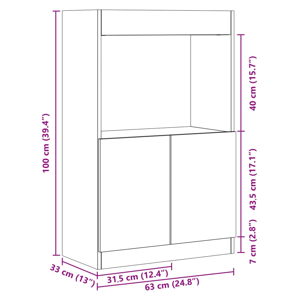 Visoka komoda boja hrasta sonome 63x33x100 cm konstruirano drvo