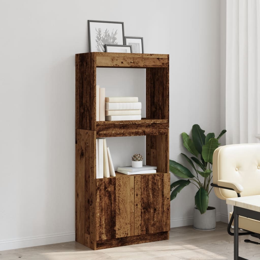 Visoka komoda boja staro drvo 63x33x140 cm konstruirano drvo