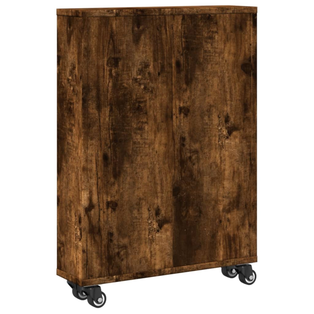 Uska kolica za pohranu boja hrasta 48x13x68cm konstruirano drvo