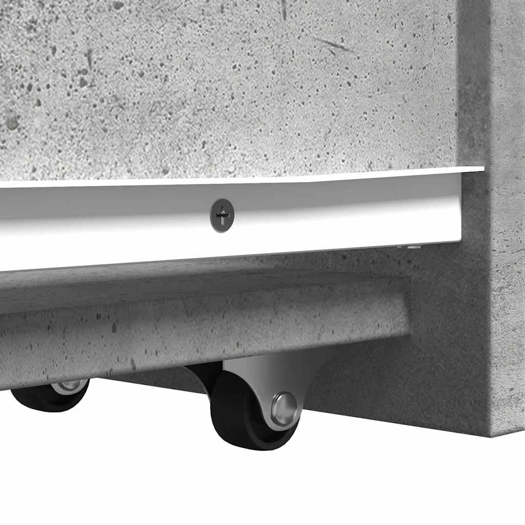 Uski kupaonski ormar s kotačima boja betona konstruirano drvo