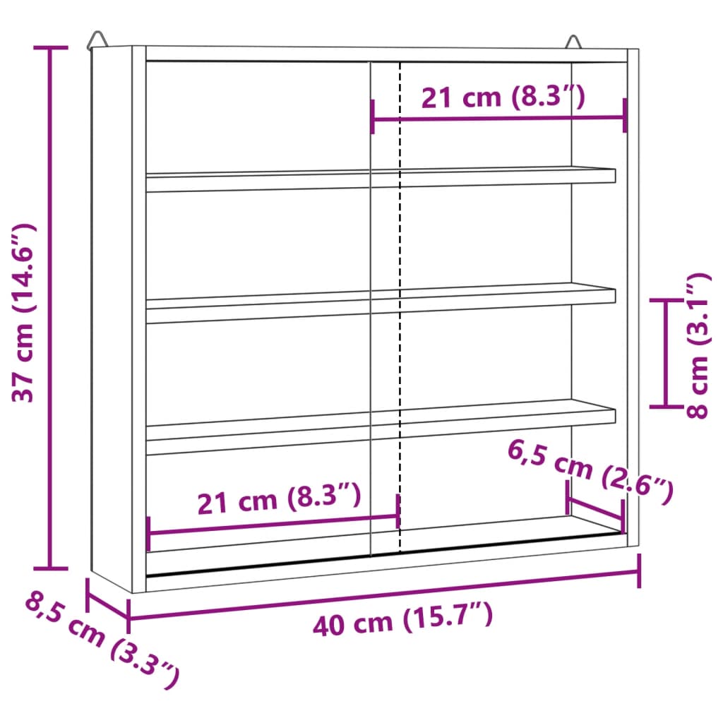 Drvena kolekcionarska vitrina s vratima 40x8,5x37 cm