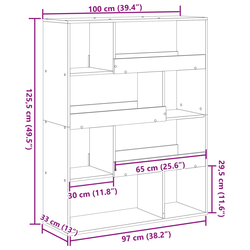 Regal za knjige boja hrasta 100x33x125,5 cm konstruirano drvo