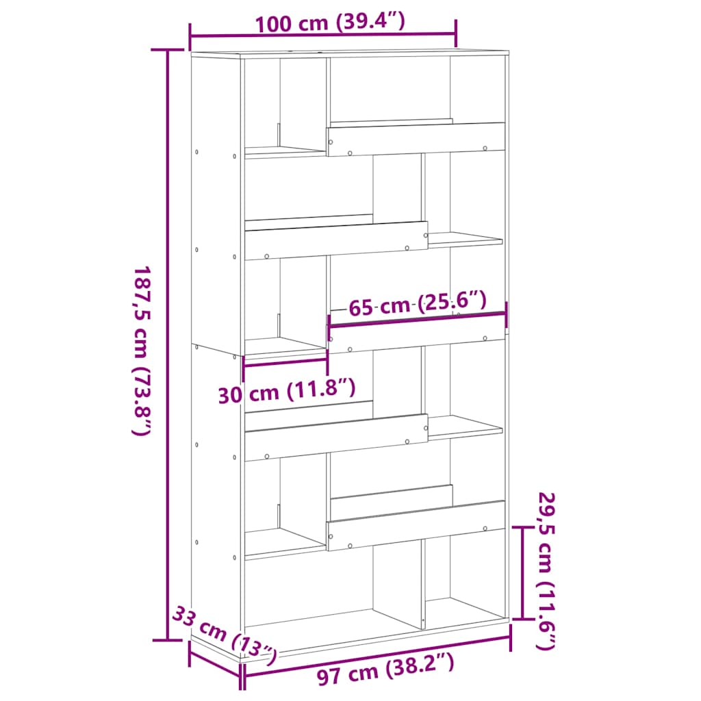 Regal za knjige boja hrasta 100x33x187,5 cm konstruirano drvo