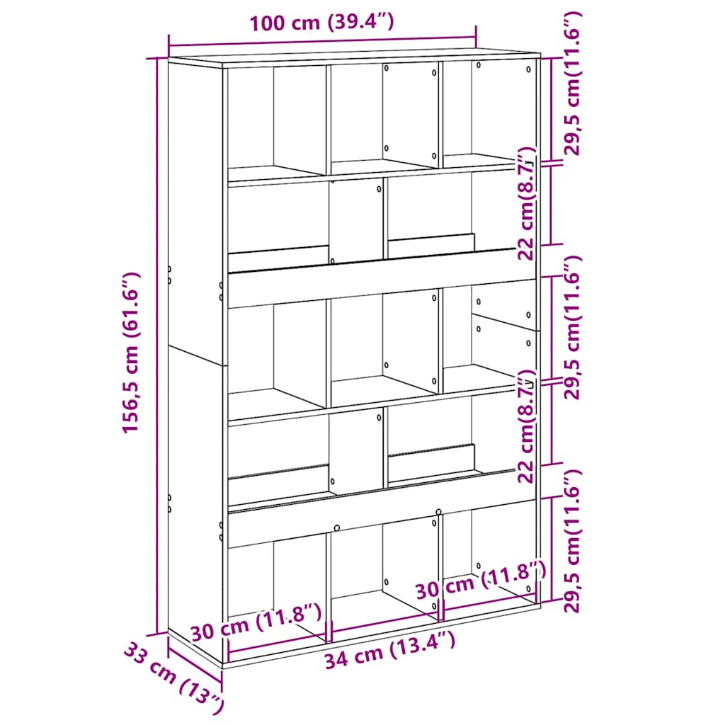 Regal za knjige crni 100x33x156,5 cm od konstruiranog drva