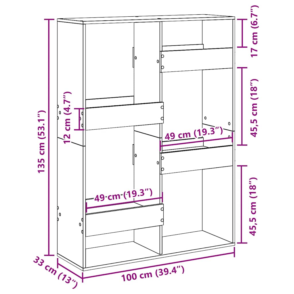 Regal za knjige crni 100x33x135 cm konstruirano drvo