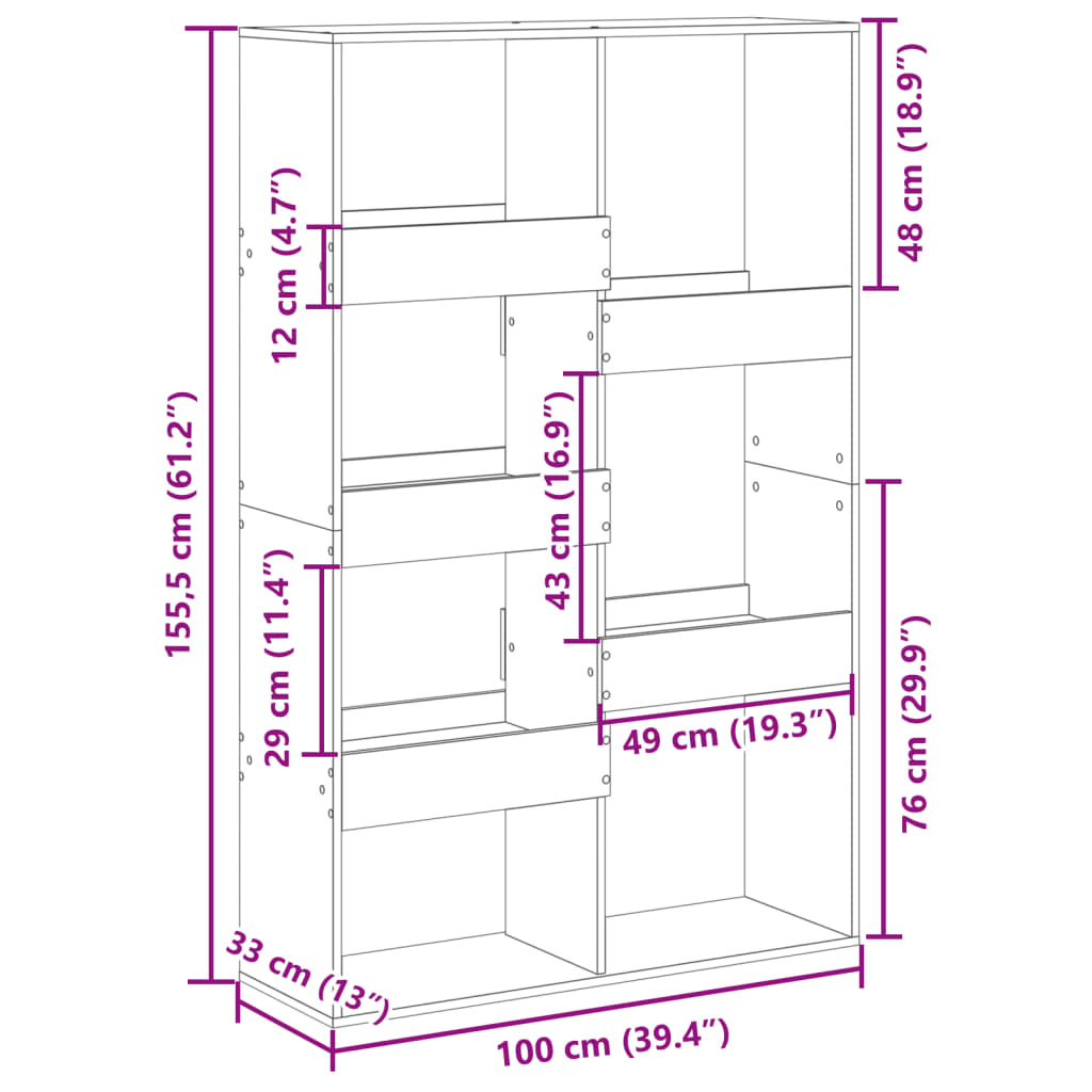 Regal za knjige bijeli 100x33x155,5 cm od konstruiranog drva
