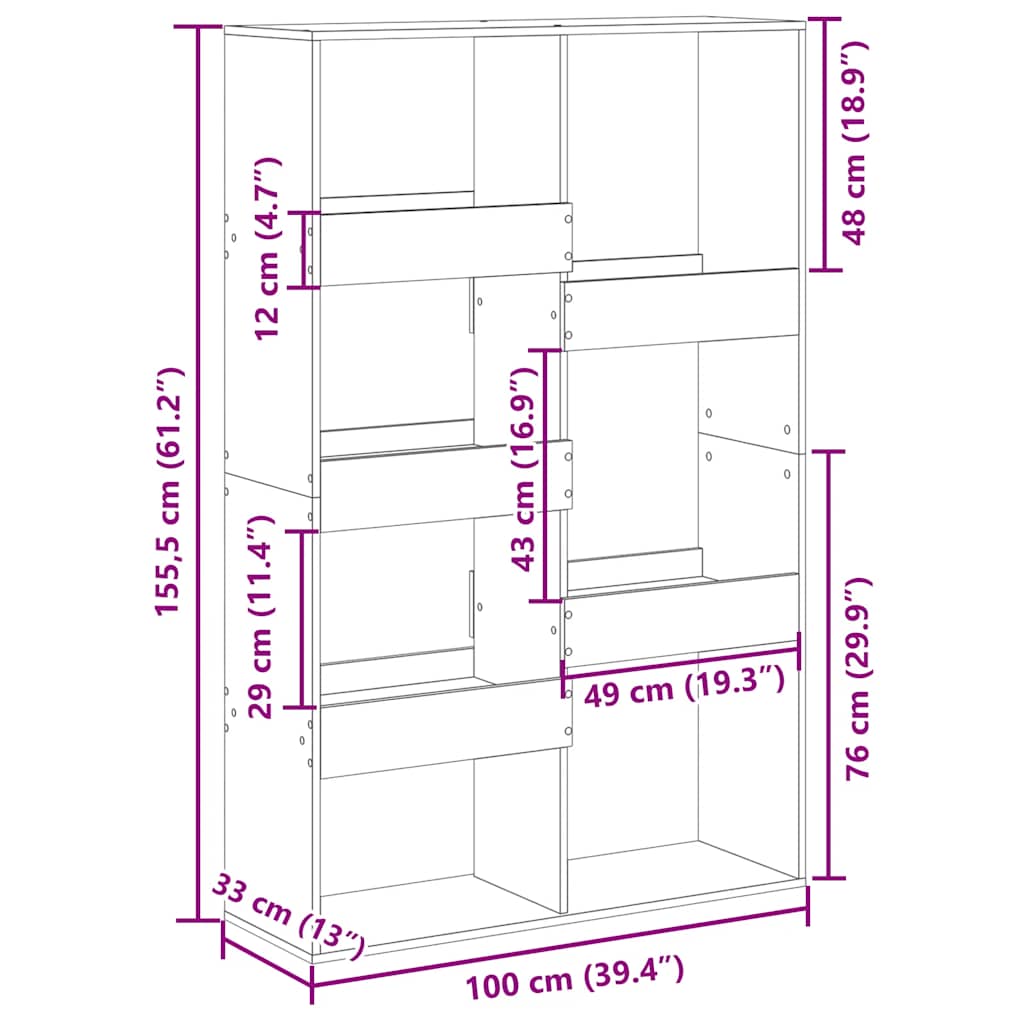 Regal za knjige crni 100x33x155,5 cm od konstruiranog drva
